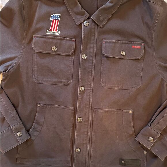 Harley-Davidson Originals MKE Twill Workwear Jacket Black Size 2XL Slim - Picture 2 of 14